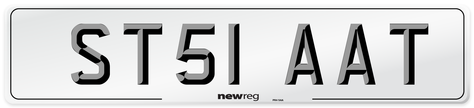 ST51 AAT Number Plate from New Reg